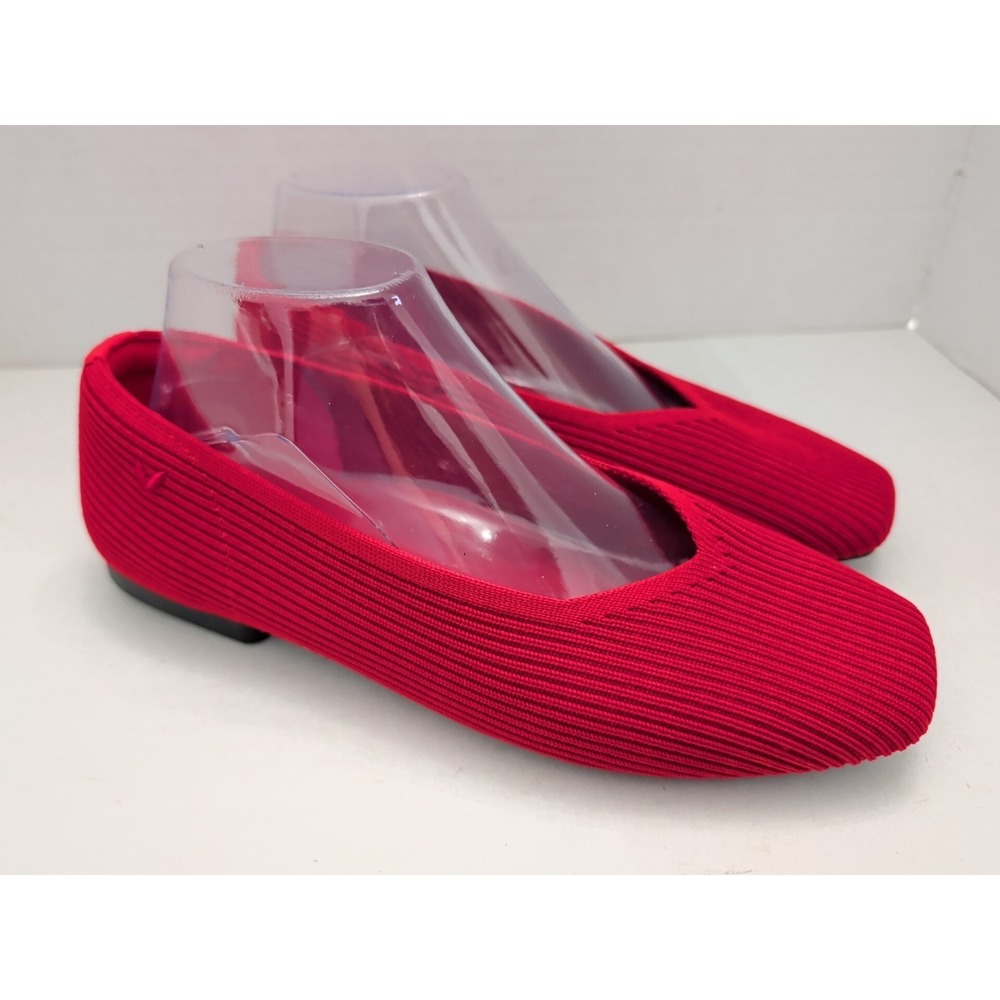 Vivaia Margot 2.0 V Cut Flats Shoes Ruby Red Square Toe EU 39.5 Wide US 8.5 W